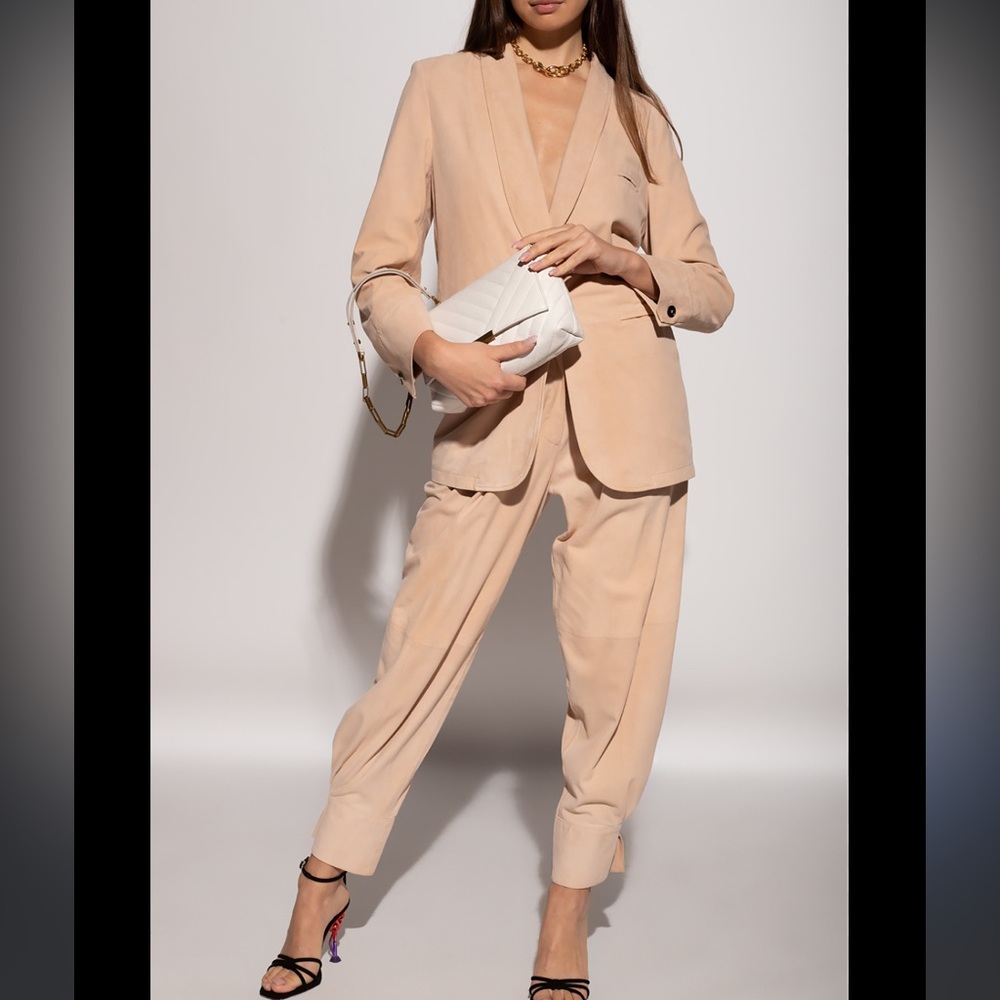 New Forte_Forte Italy Blazer Jacket Pink Suede Leather Size 4